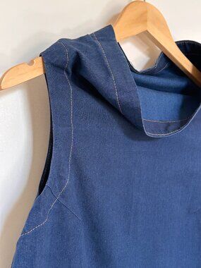 M2057 by Maria Pinto Dark Denim Dress Full Side Zipper Closure M Cotton Blend